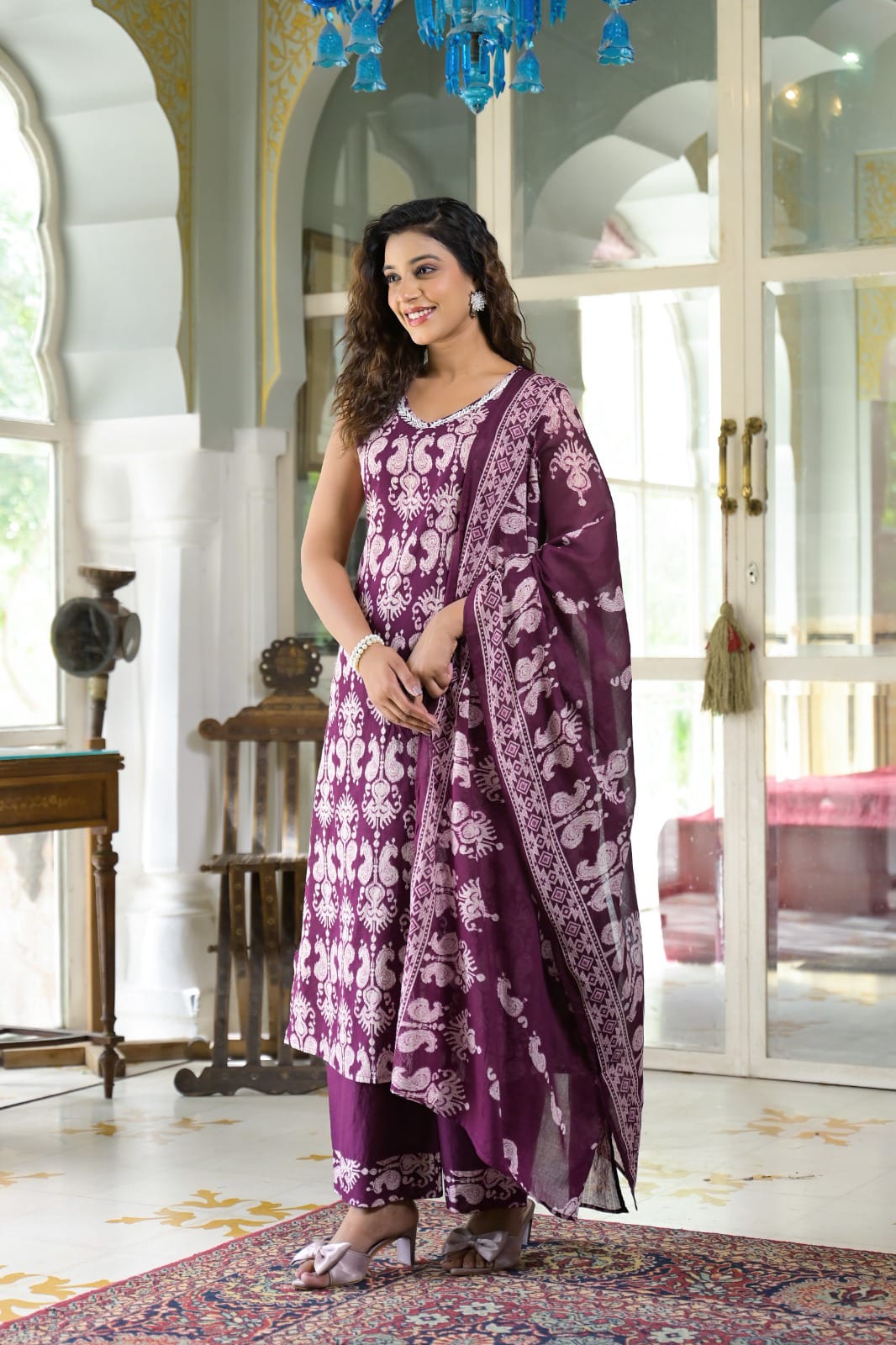 Premium Cotton 3-Piece Suit Set for Women – Soft Fabric Kurta, Pant & Dupatta | Elegant Ethnic Wear
