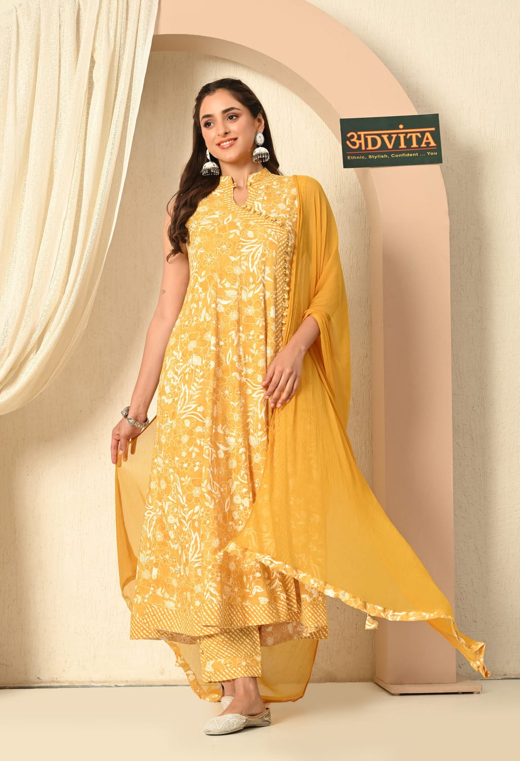 Elegant Frock Style 3-Piece Cotton Suit Set for Women | Ethnic Wear