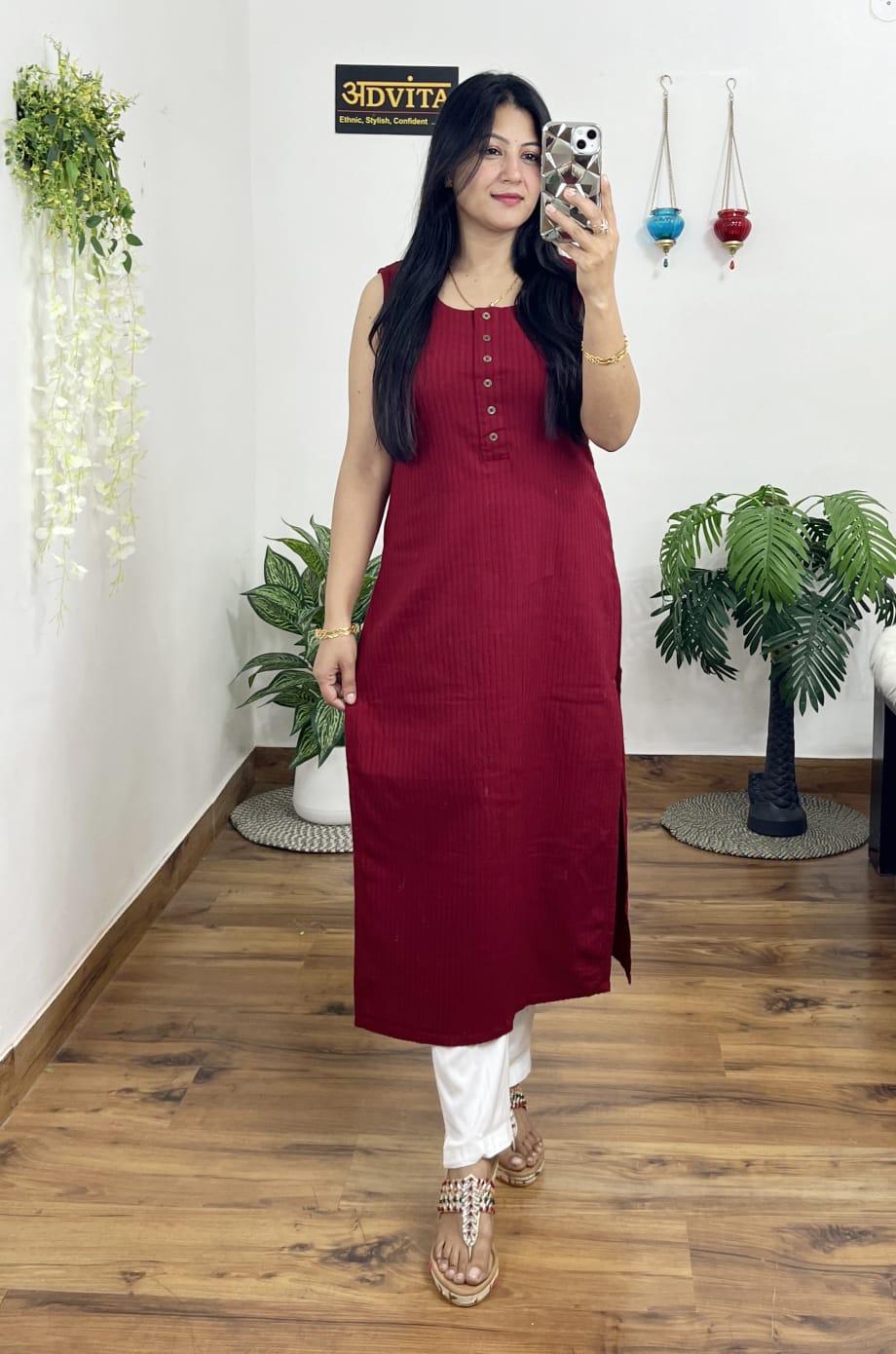 Plain Lycra Cotton Kurti